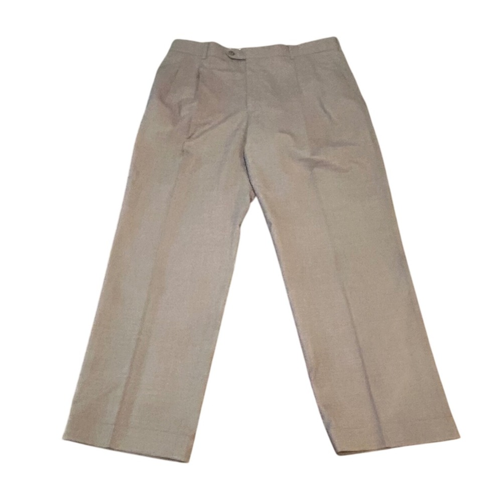 Brooks Brothers Madison Wool Dress Pants‎ 46R Pleated Khaki Made USA Classic Fit